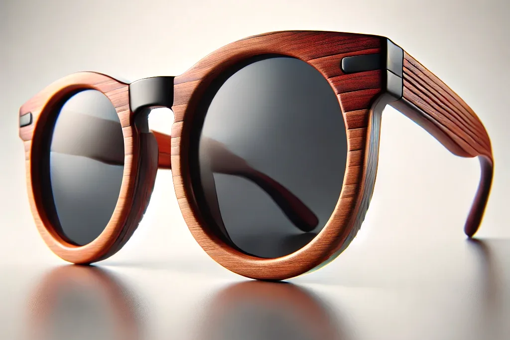 The Voyager: rounded frames carved from deep red-brown wood